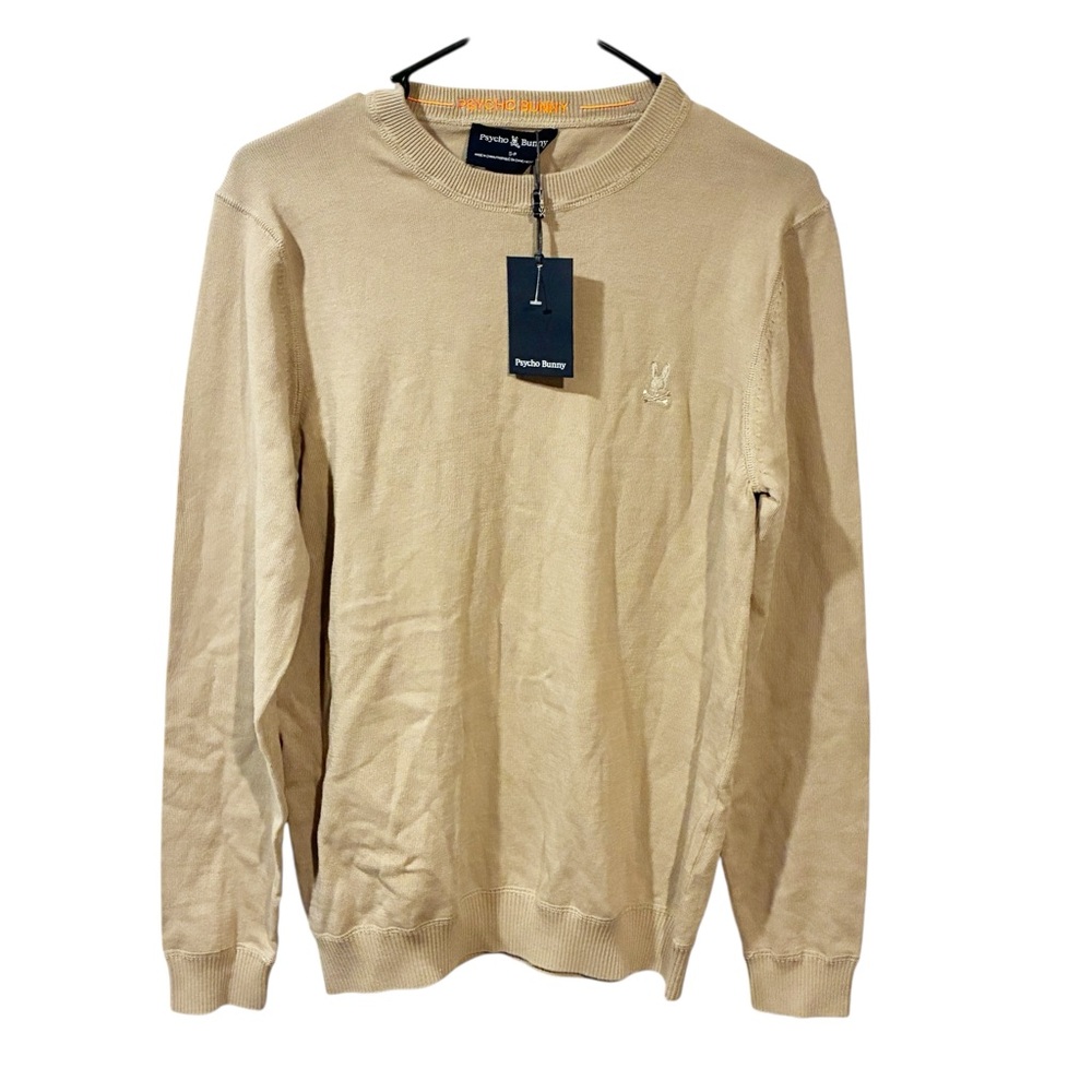 PSYCHO BUNNY MENS BELMORE EXTRA FINE COTTON SWEATSHIRT IN STONE Size Small NEW